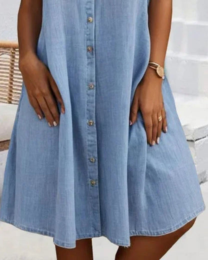 Women's Denim Shirt Midi Dress — close-up