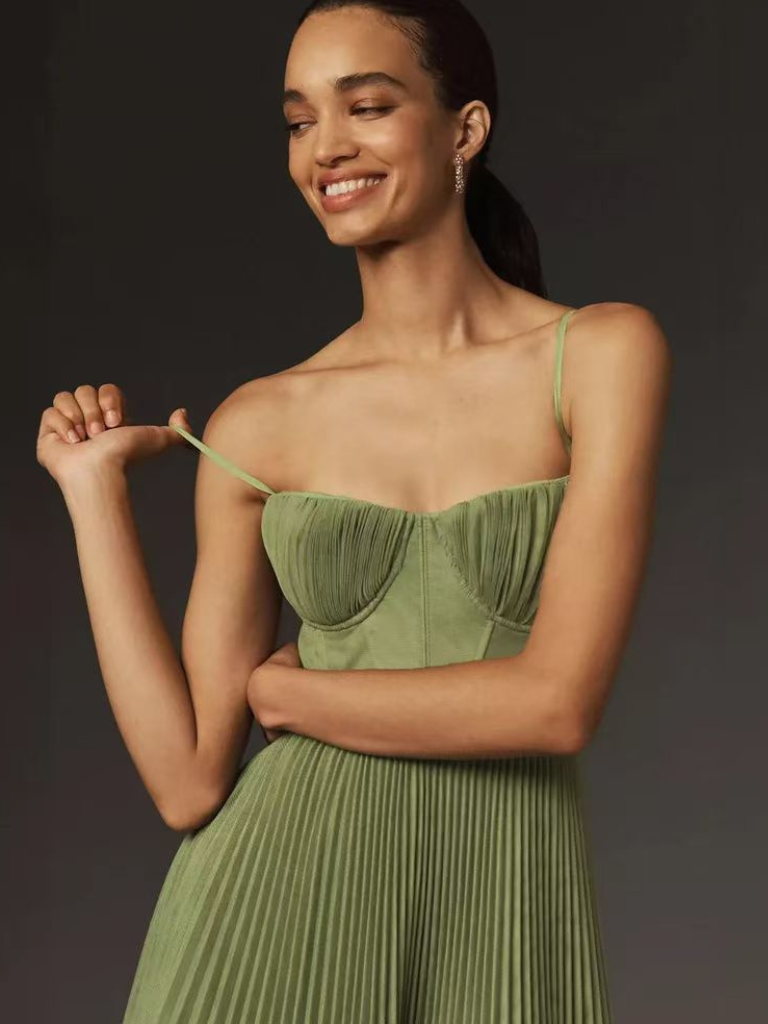 Women's Pleated Evening Maxi Dress — product view