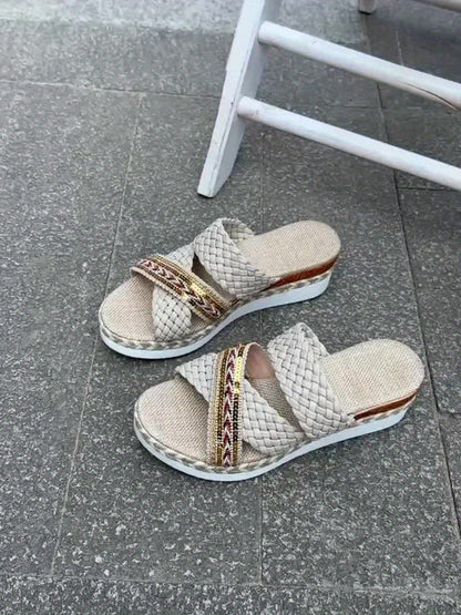 Women's Woven Slip-On Sandals — close-up
