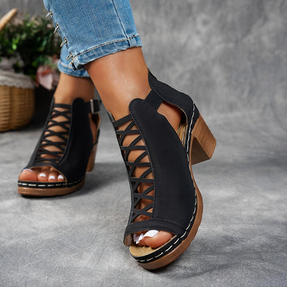 Women's Lattice Heel Adjustable Sandals — detail view