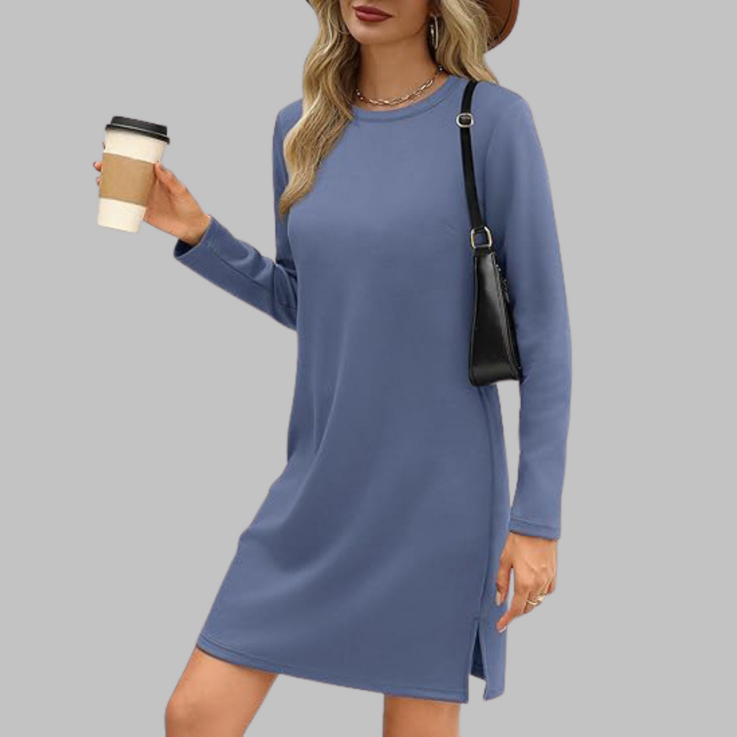 Women's Long Sleeve Everyday Midi Dress — product view