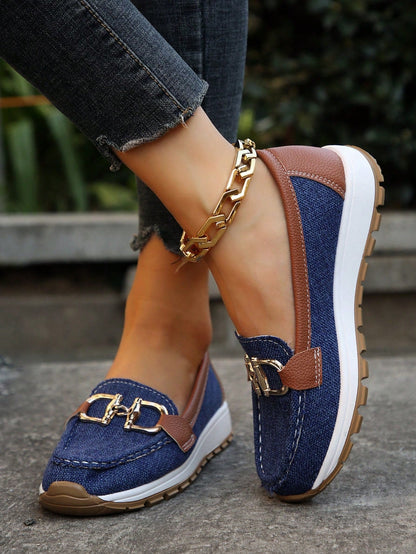 Women's Gold Buckle Comfort Loafers — detail view