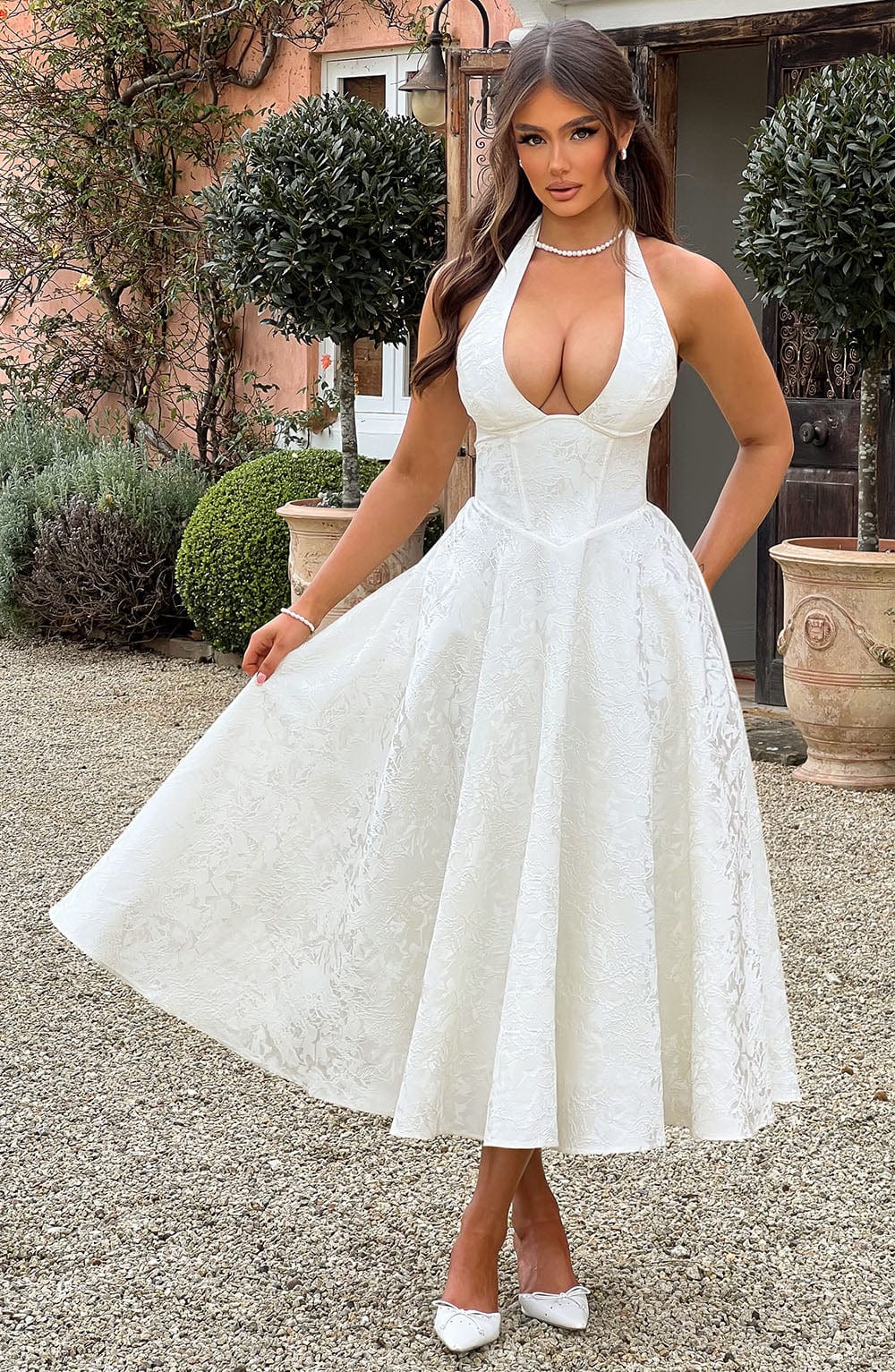 Women's Embroidered Wedding Guest Maxi Dress — product view