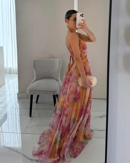 Women's Floral Print Summer Maxi Dress — detail view