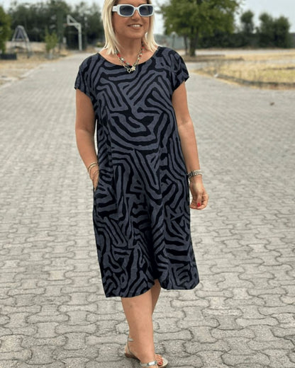 Women's Vintage Casual Summer Midi Dress — front view
