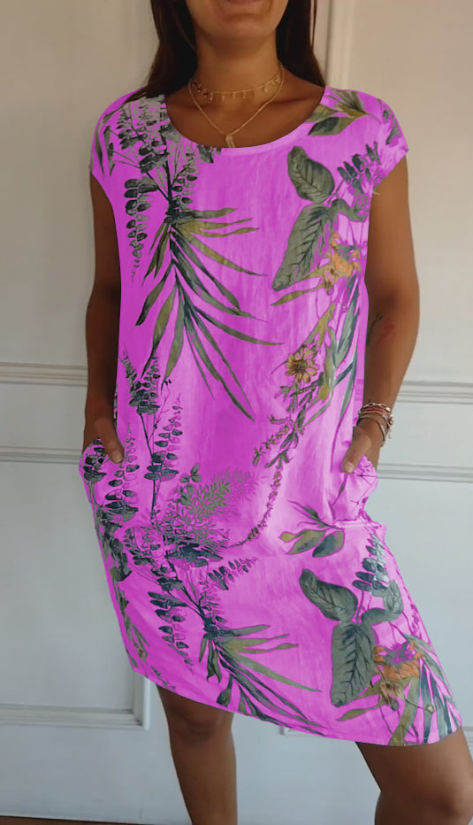 Women's Round Neck All-Day Comfort Midi Dress — front view