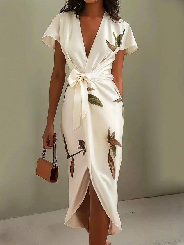 Women's Wrap Occasion Wear Midi Dress — detail view