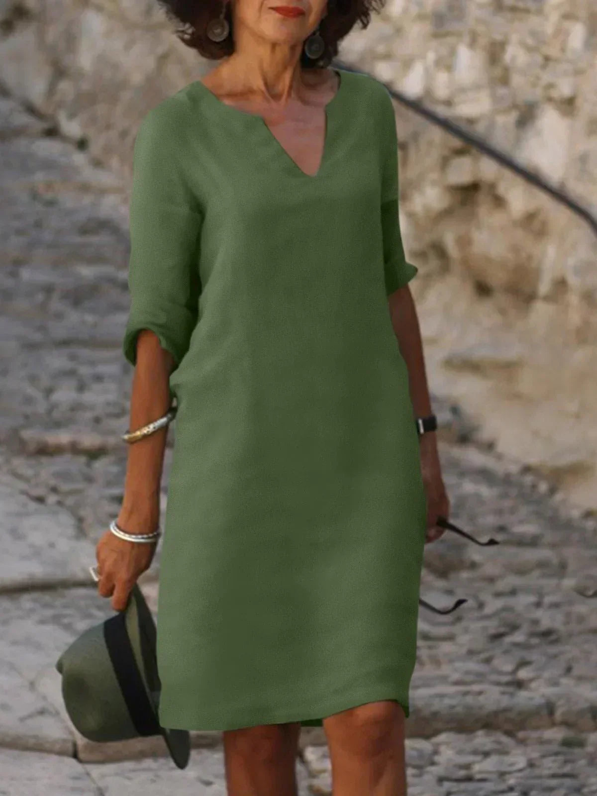 Women's V-Neck Elegant Everyday Maxi Dress — detail view