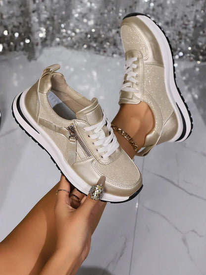 Women's Platform Lace-Up Zip Sneakers — product view