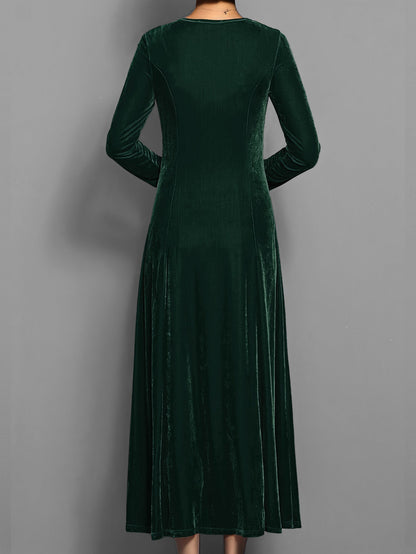 Women's Velvet Evening Midi Dress — front view