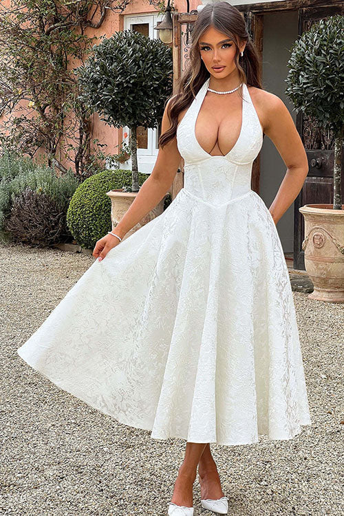 Women's Jacquard Formal Evening Maxi Dress — detail view