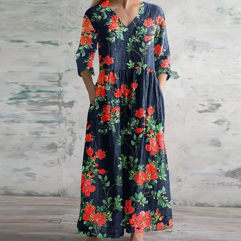 Patchwork Floral Maxi Dress for Women