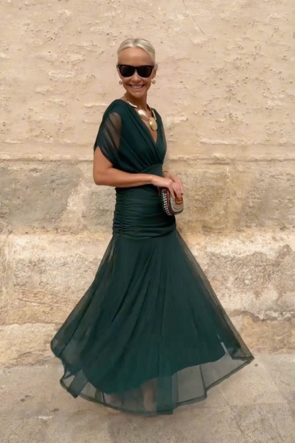 Women's V-Neck Party Maxi Dress — close-up
