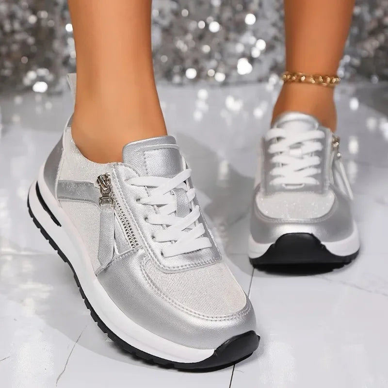 Women's Platform Lace-Up Zip Sneakers — detail view