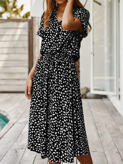 Button-Up Polka Dot Midi Dress for Women — product view