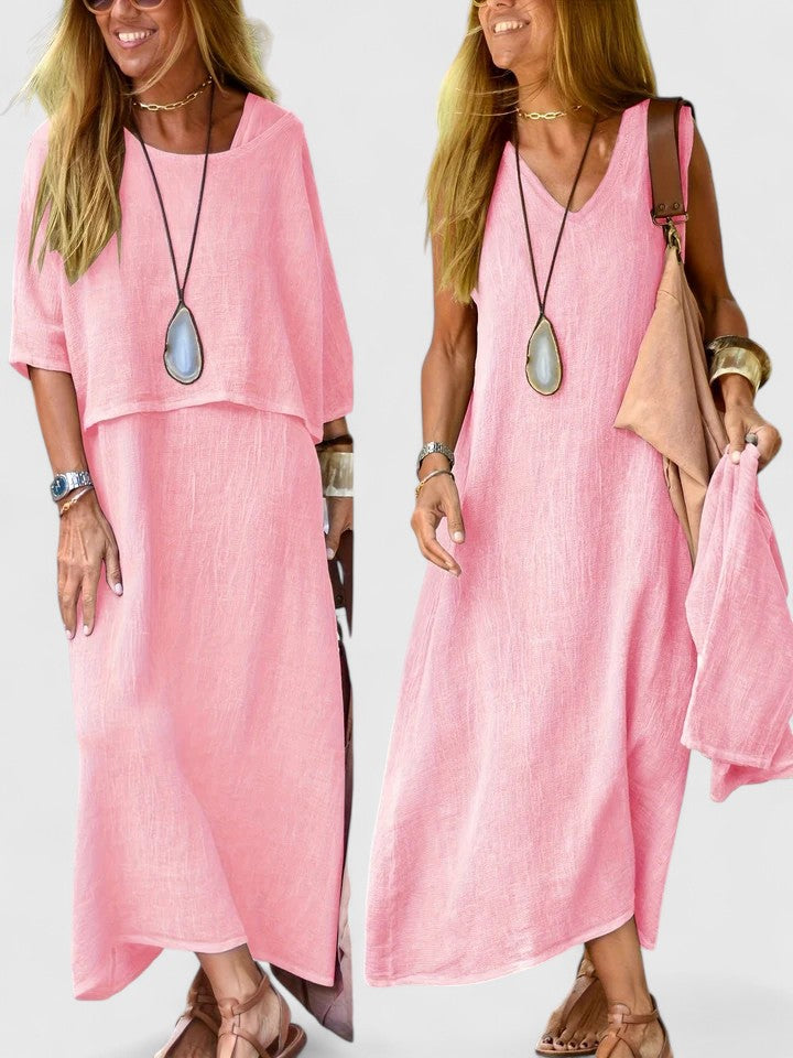 Women's Sleeveless V-Neck Maxi Dress Set — side view