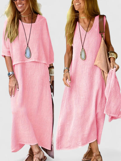 Women's Sleeveless V-Neck Maxi Dress Set — side view