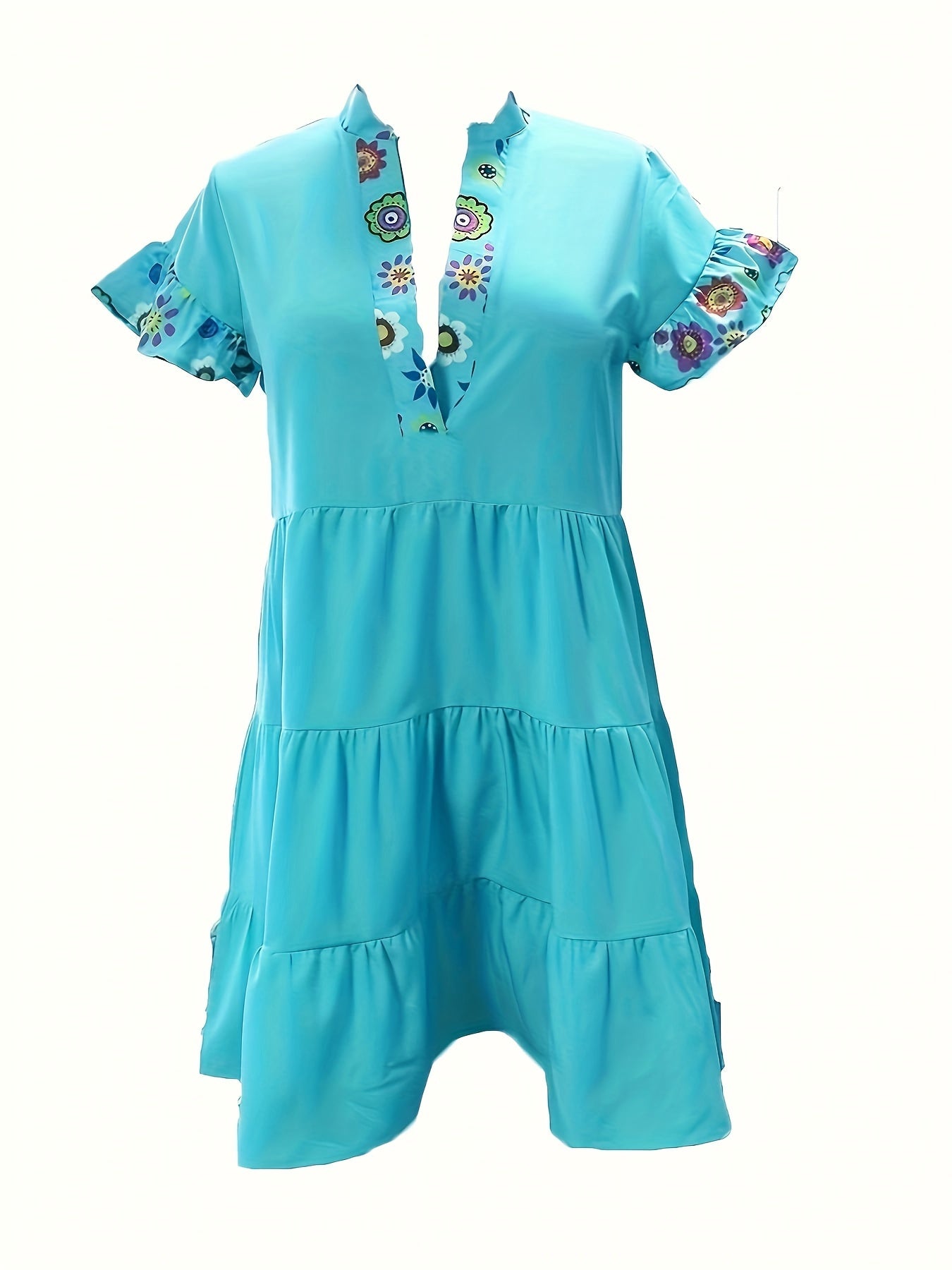 V-Neck Short Sleeve Midi Dress for Women — detail view