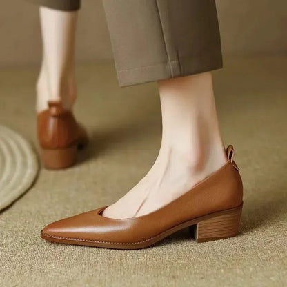 Women's Block Heel Pumps Pointed Toe Slip-On Work Shoes — product view