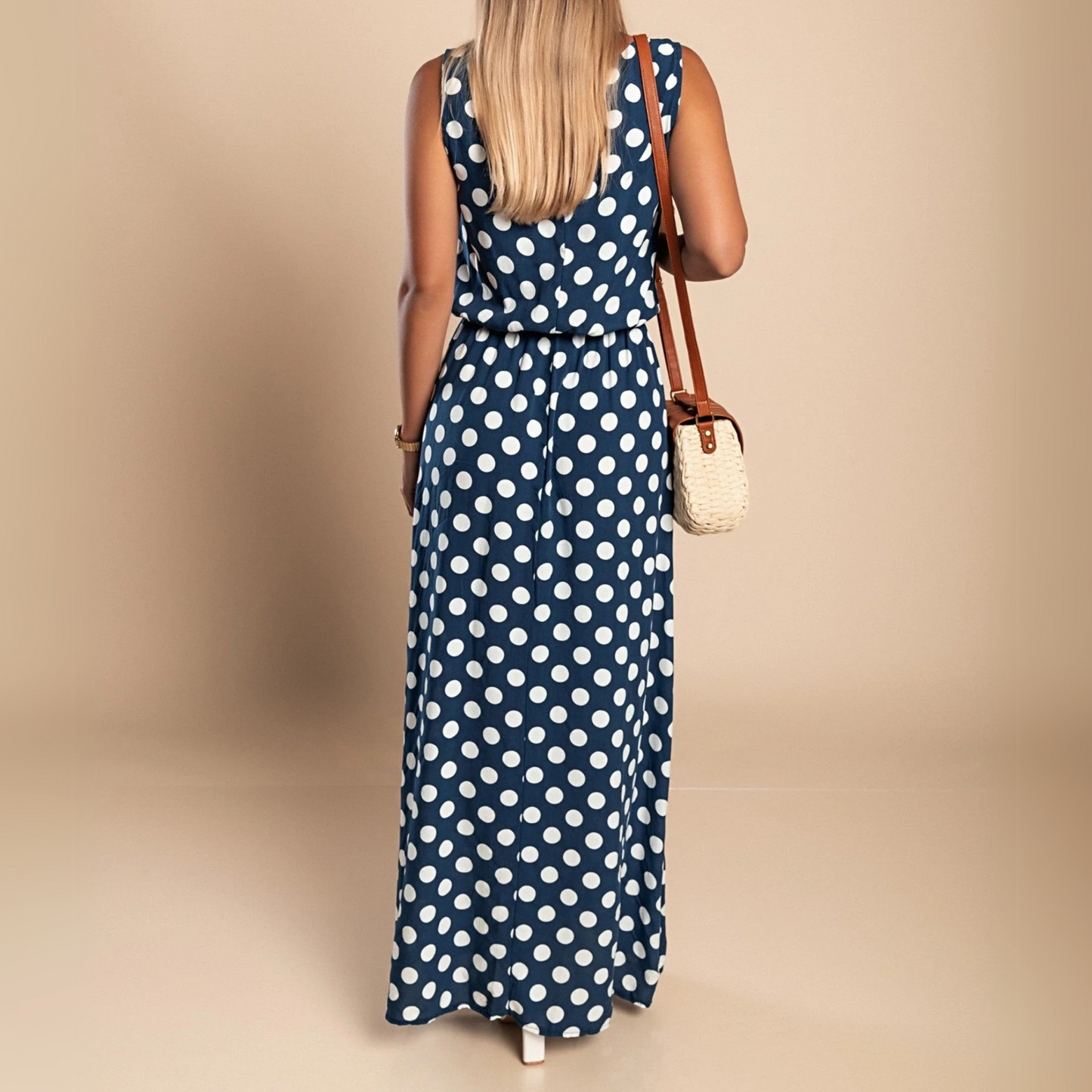 Women's Polka Dot Casual Vacation Maxi Dress — side view