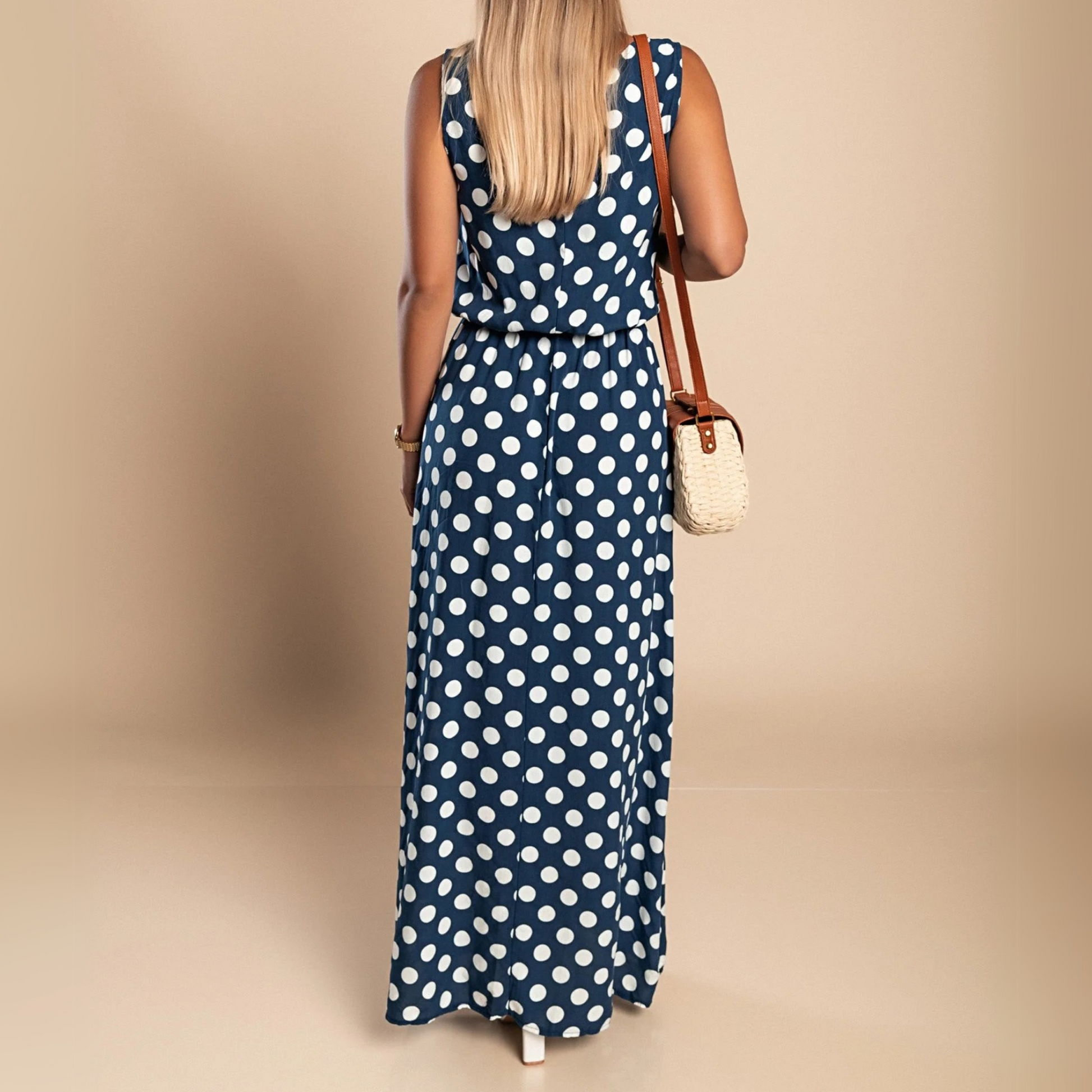 Women's Polka Dot Casual Vacation Maxi Dress — side view