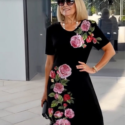 Women's Floral A-Line Casual Day Out Midi Dress — side view
