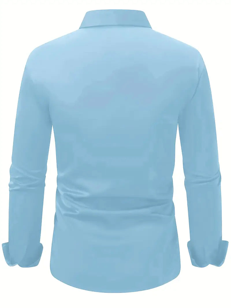 Slim-Fit Dress Shirt for Men with Long Sleeves