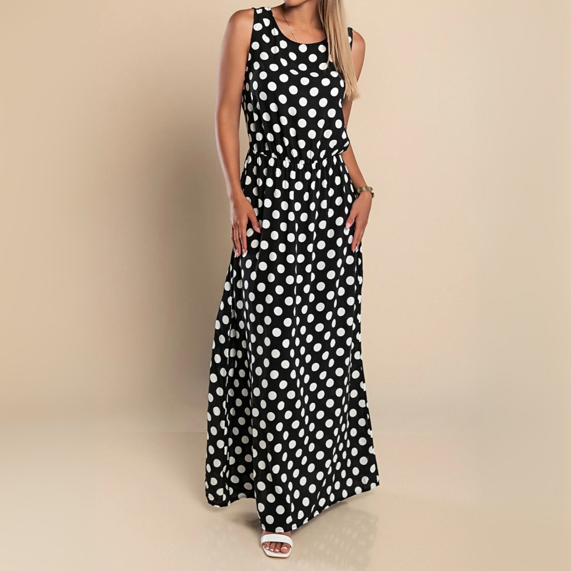 Women's Polka Dot Casual Vacation Maxi Dress — product view