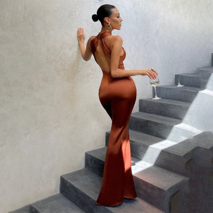 Women's Bodycon Fishtail Evening Maxi Dress — side view