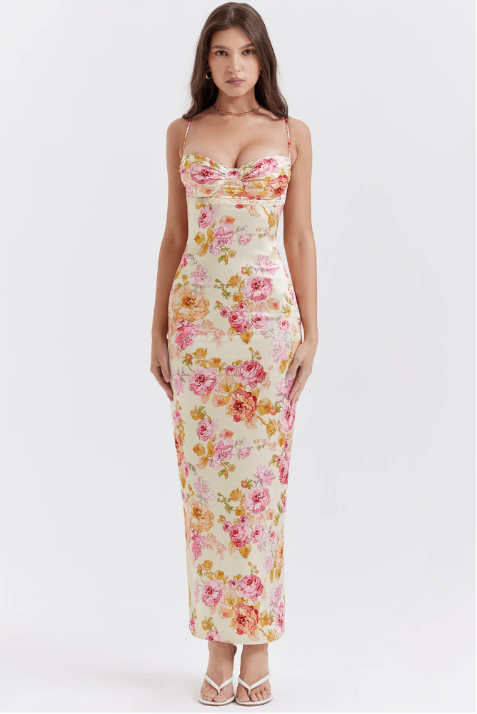 Women's Floral Wedding Guest Midi Dress — side view
