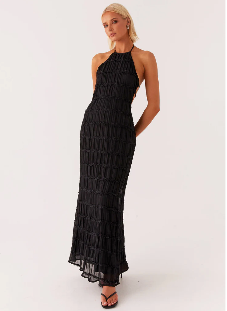 Women's Halter Evening Maxi Dress — close-up