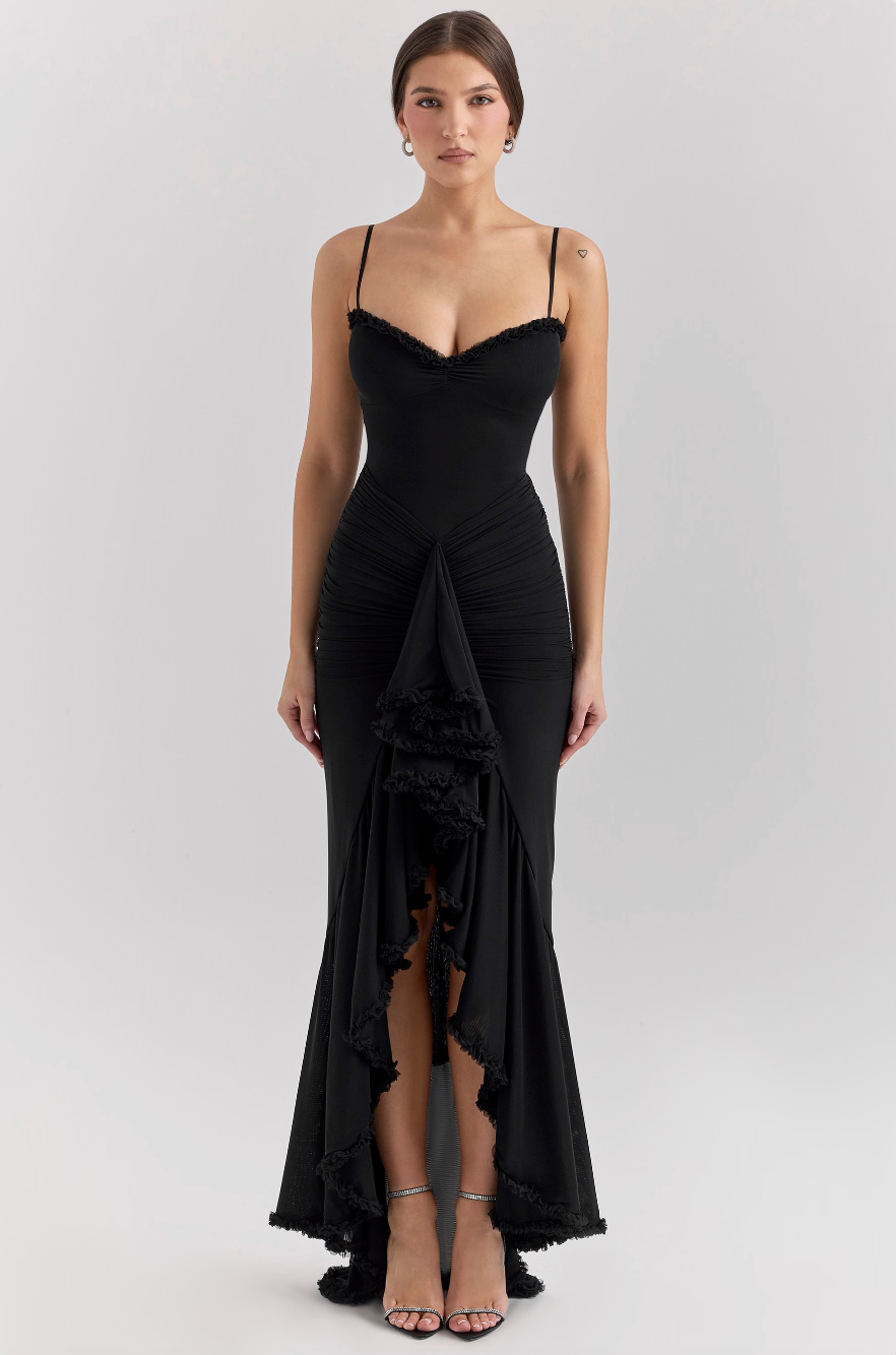 Women's Lace Wedding Guest Maxi Dress — side view
