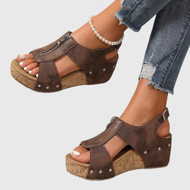 Women's Orthopedic Zipper Sandals — front view