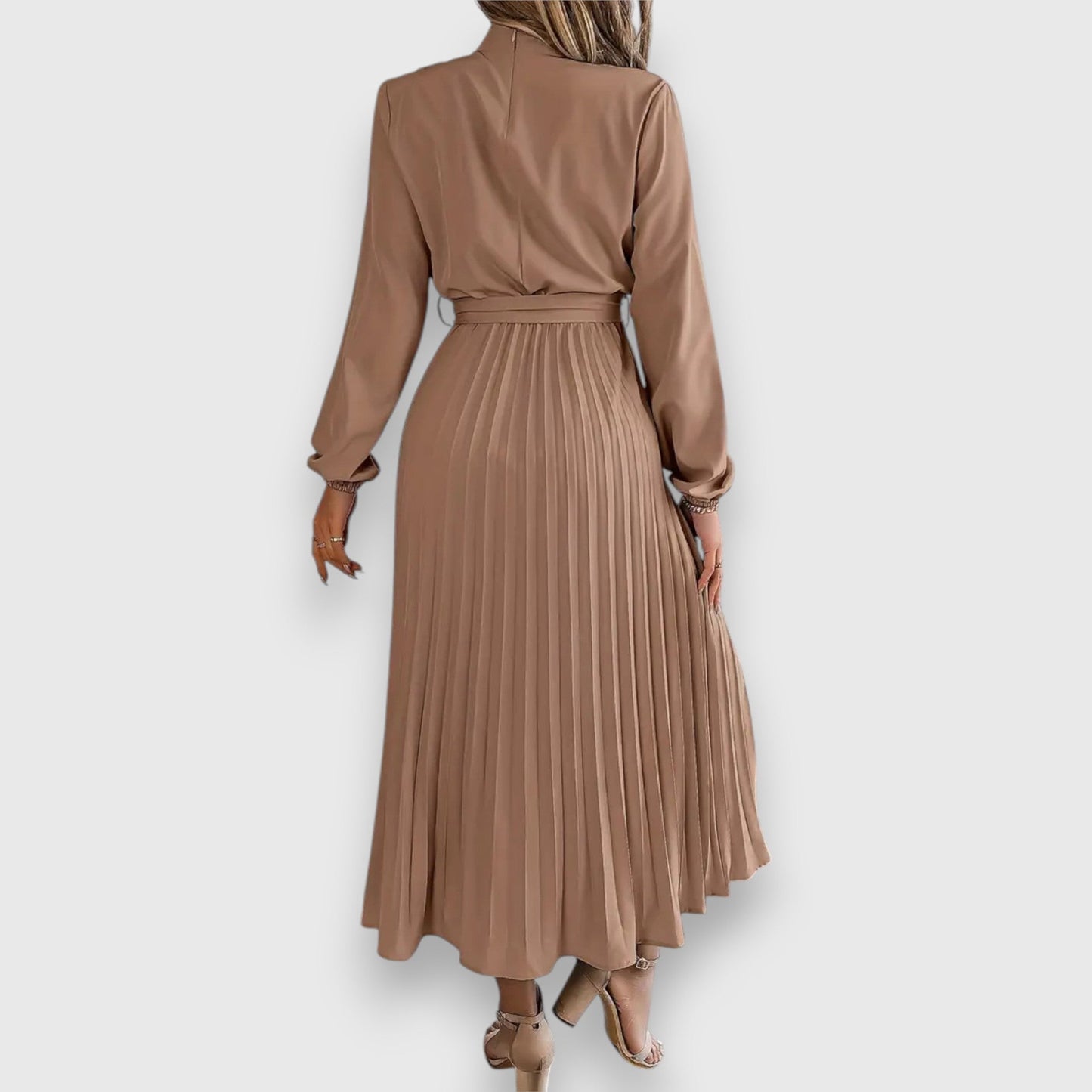 Women's Pleated Wedding Guest Midi Dress — front view