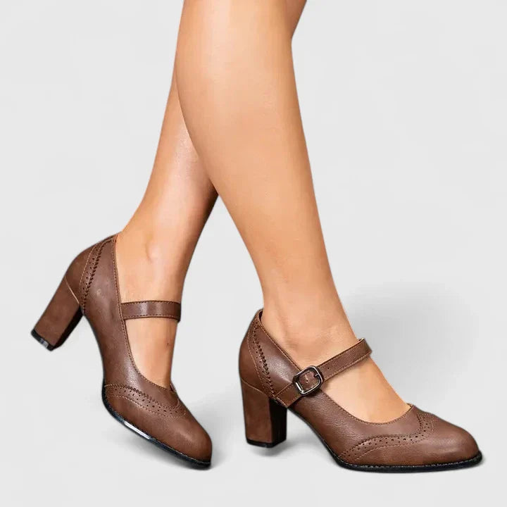 Women's Mary Jane Block Heel Shoes — front view