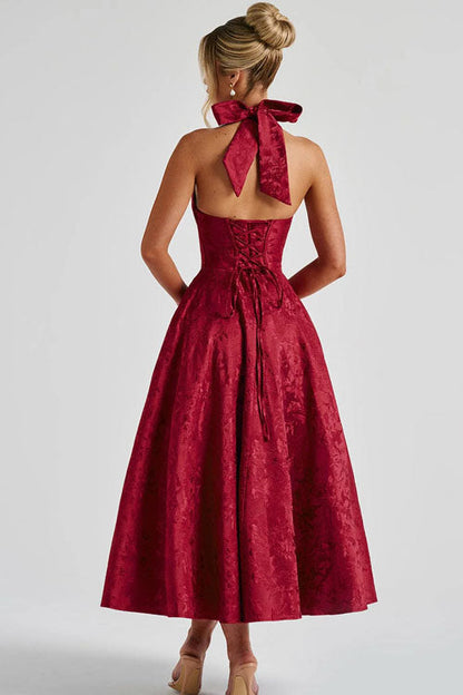 Women's Jacquard Formal Evening Maxi Dress — close-up