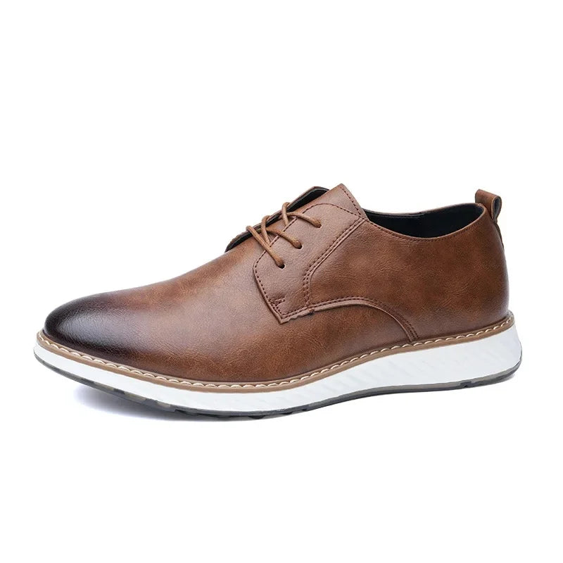Men's Cushioned Leather Everyday Sneakers — side view