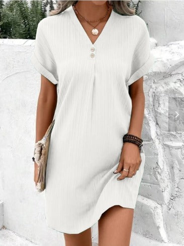 Women's V-Neck Floral Spring Midi Dress — front view