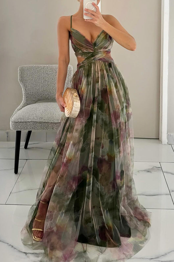 Women's Floral Print Summer Maxi Dress — detail view