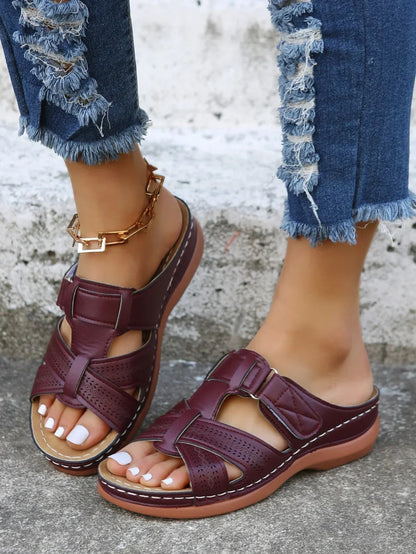 Women's Contoured Orthopedic Wedge Sandals — front view