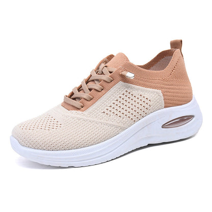 Women's Mesh Lace-Up Air Cushion Walking Sneakers — close-up