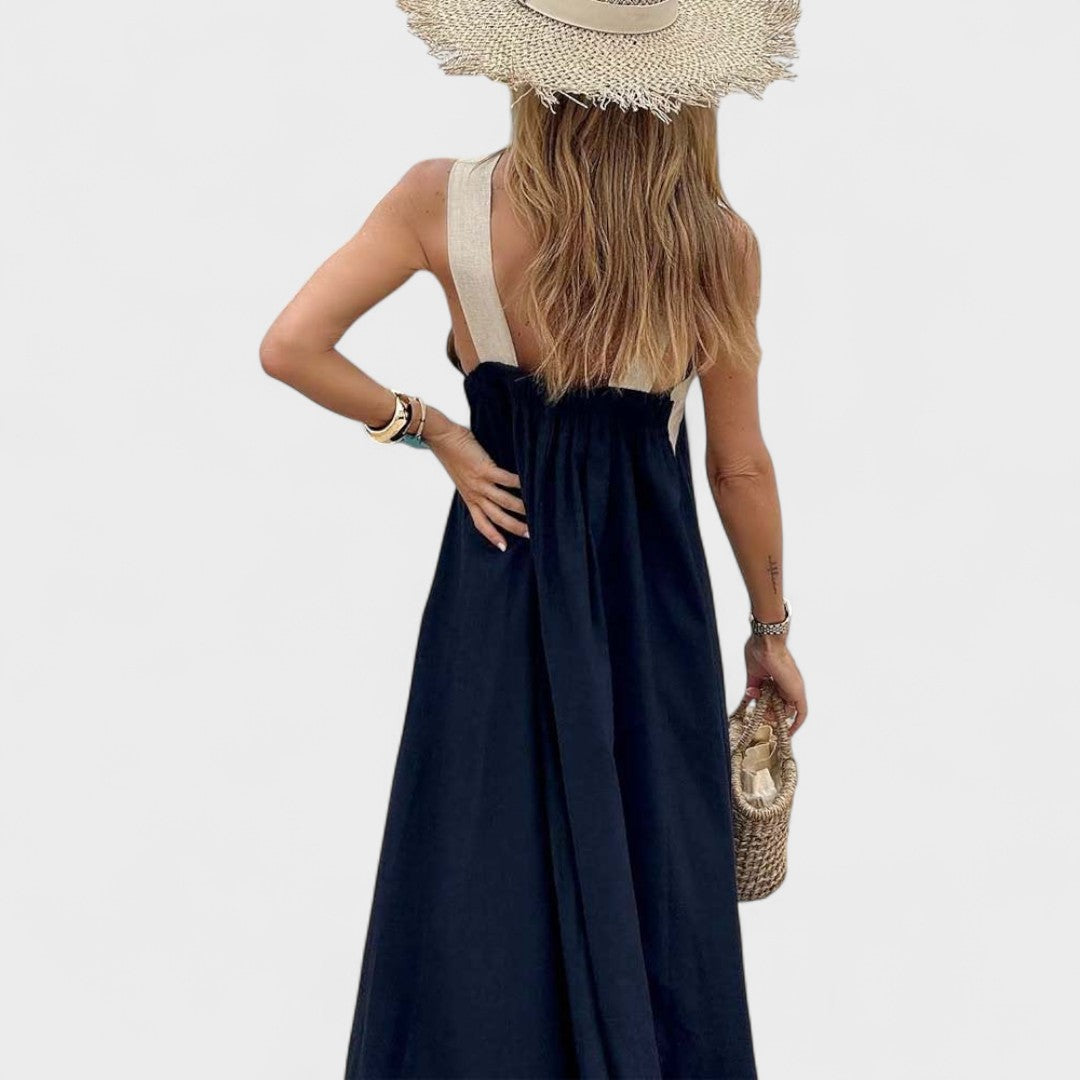 Women's Cross-Neck Evening Maxi Dress — close-up
