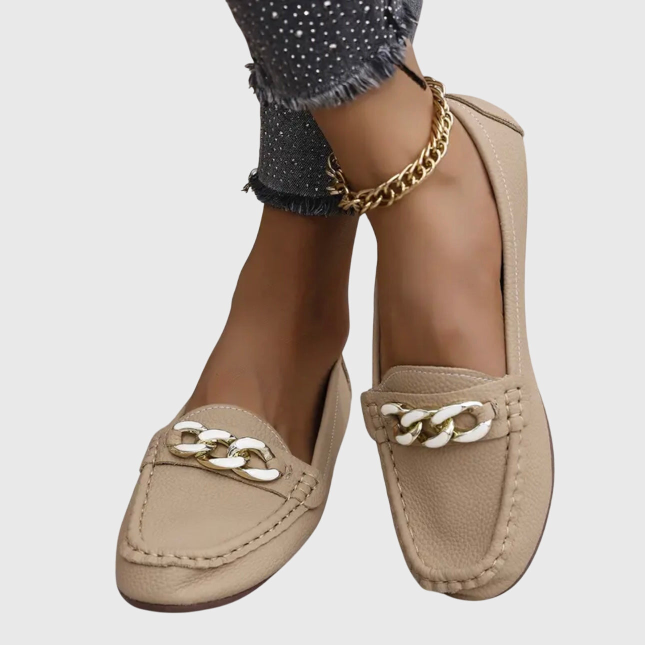 Women's Slip-On Loafers with Chain Detail — front view