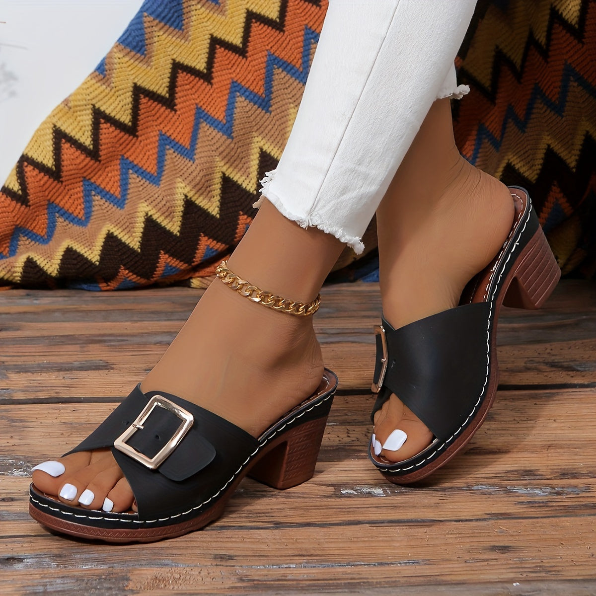 Women's Flat Strap Sandals — close-up