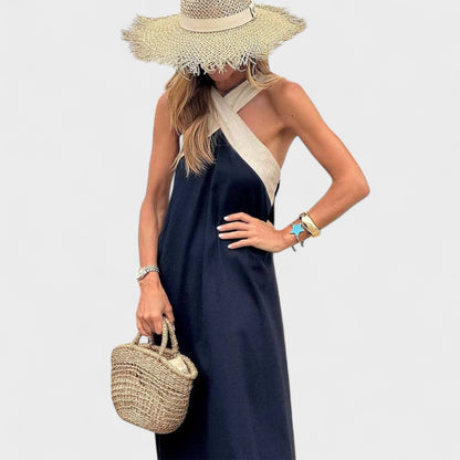 Women's Cross-Neck Evening Maxi Dress — detail view