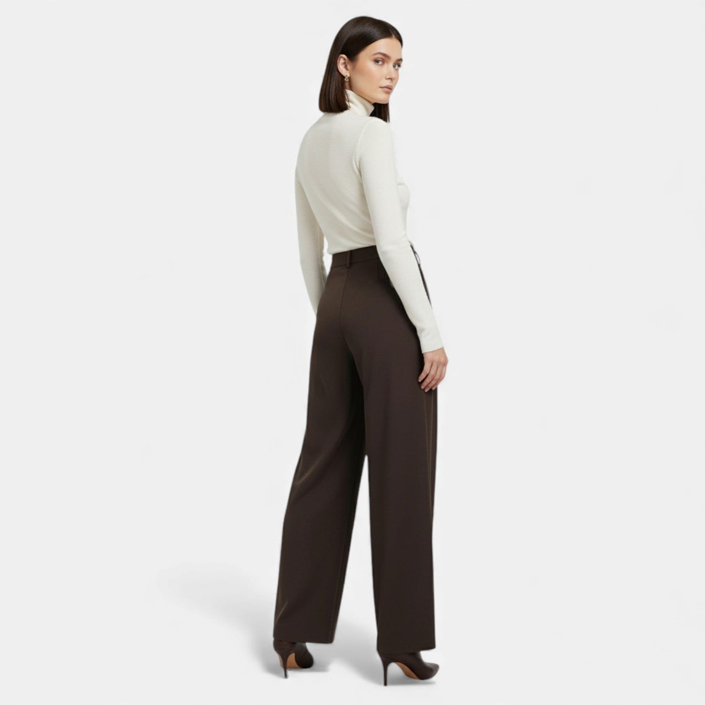 Women's Pleated Jacquard Wide-Leg Pants — front view
