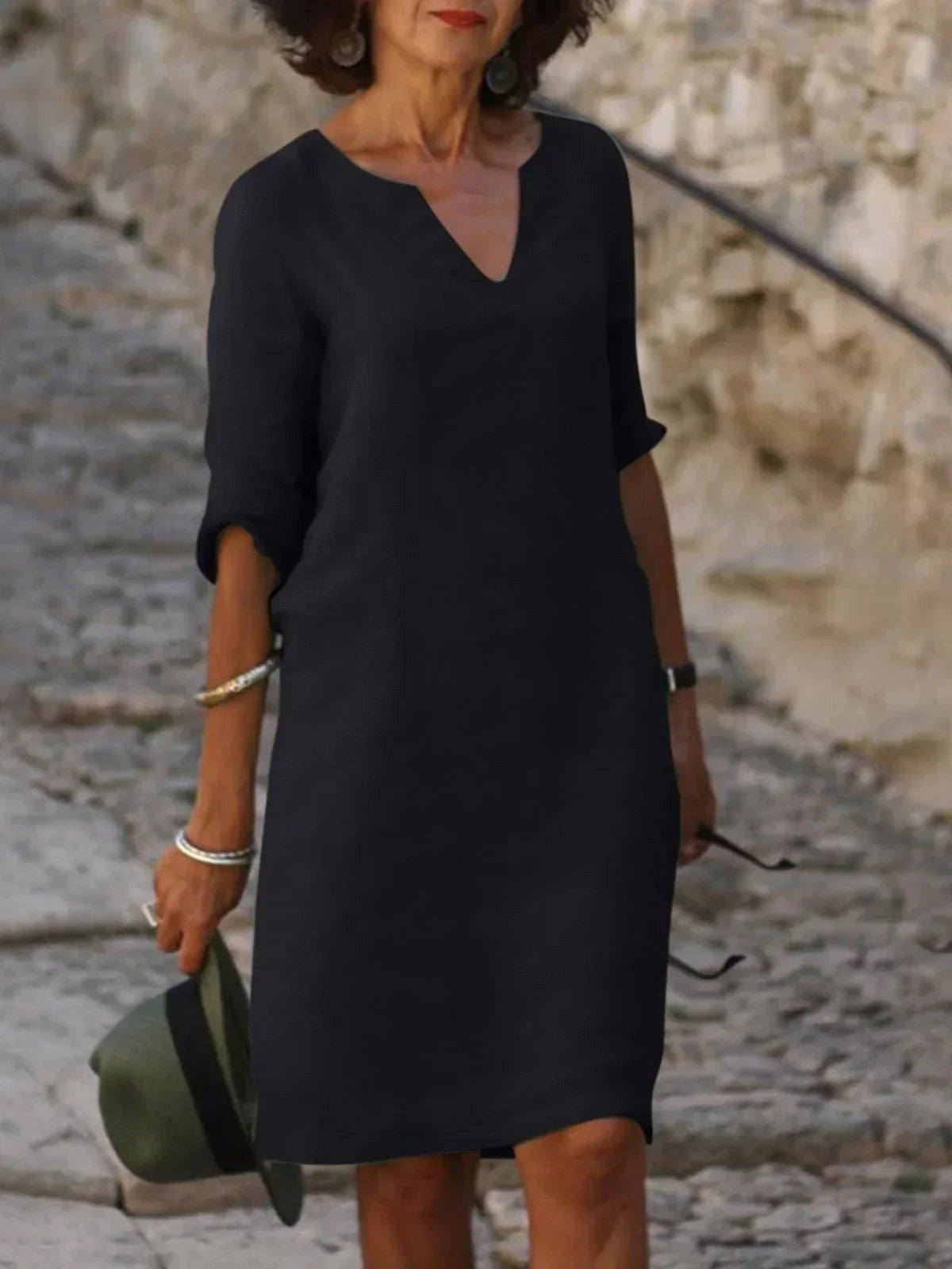 Women's V-Neck Elegant Everyday Maxi Dress — front view