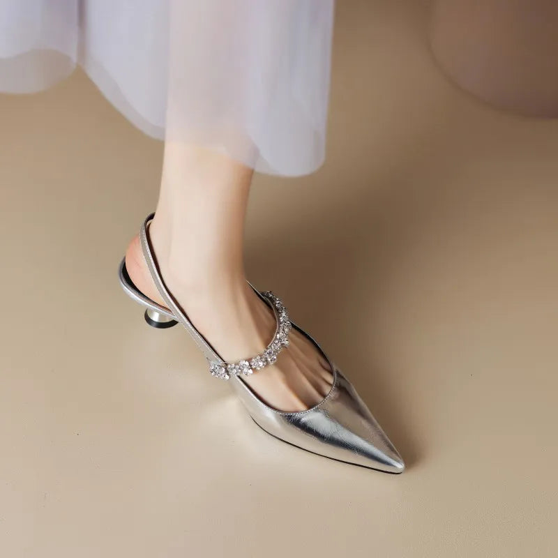 Women's Crystal Strap Slingback Pumps — product view