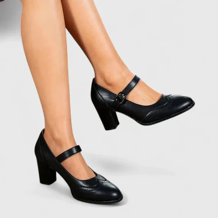 Women's Mary Jane Block Heel Shoes — detail view
