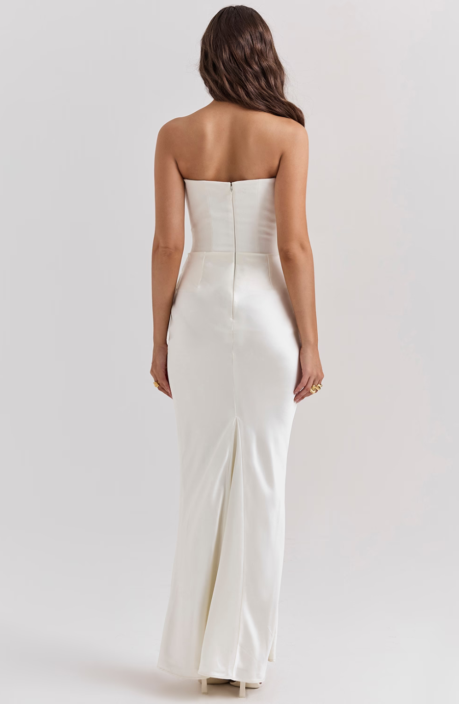 Women's Lace Strapless Evening Maxi Dress — detail view
